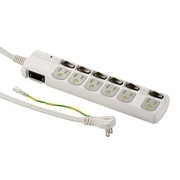 00-1259 アース&雷ガード 3Pプラグ対応 個別スイッチ付き 節電タップ 6個口 1.8m HS-T1259W