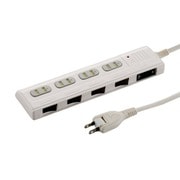 00-1238 雷ガード＆ブレーカー 個別スイッチ（側面タイプ）付き 薄型節電タップ 4個口 2m HS-T1238W