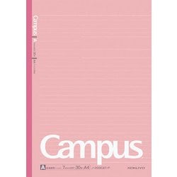 キャンパスノート ドット入り罫線 カラー表紙 A4（297×210mm） A罫（普通横罫）/罫幅7mm 無線とじ 35行 30枚 ピンク ノ-203CAT-P