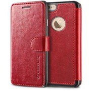 iPhone6S Plus 対応 Dandy Layered Leather 手帳型 PU レザー ケース レッド+ブラック