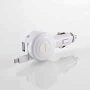 シガーチャージャー microB リール65cm+USBポート 2.4A ホワイト MPA-CCM03WH