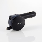 シガーチャージャー microB リール90cm+USBポート 4.8A ブラック MPA-CCM04BK