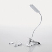 LEDデスクライト クリップタイプ USB+AC対応 広域配光 ホワイト LEC-C01NWH