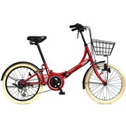折りたたみ自転車 20型 6段変速 SEEN206 前カゴ付 保険付 レッド コールマン SEEN206 保険付 RD 3335