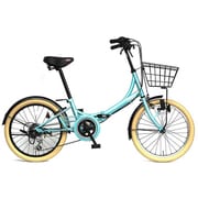折りたたみ自転車 20型 6段変速 SEEN206 前カゴ付 保険付 チェレステ コールマン SEEN206 保険付 チェレステ 3337