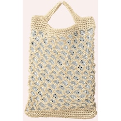 キラキラ手提げバッグ メタリックヤーン ベージュ TC-57