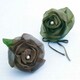 たたみテープバラのコサージュ 深緑＆茶 T-28