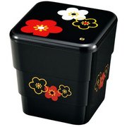 6.5入子行楽三段重黒華文様梅 54786
