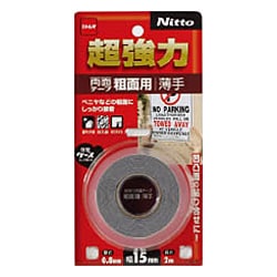 超強力両面テープ 粗面用 薄手 15mm×2m グレー T4600