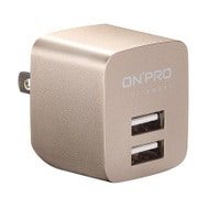 USB-ACトラベル超急速充電アダプタ ゴールド OP-UC-2PW-GD