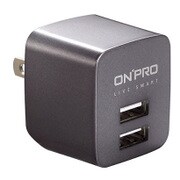 USB-ACトラベル超急速充電アダプタ グレー OP-UC-2PW-GR