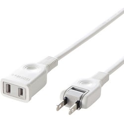 電源タップ 延長コード 5m 2P 折りたたみ式プラグ トラッキング火災予防絶縁キャップ付き ホワイト TAP-EX2105