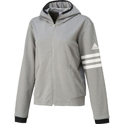 BPZ39-S94617-J/L [adidas24/7 杢フード付ジャージパーカー レディース Lサイズ ミディアムグレイヘザー]