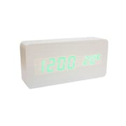 目覚まし時計 音声反応 LEDクロック 木目調 WH/GR XCW-201 WH/GR