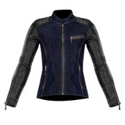 レディースジャケット 38 INDIGO BLUE BLACK RENEE TEXTILE レザージャケット
