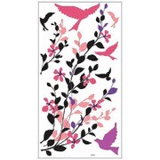 PLK131 [ルームデコステッカー 鳥花 PinkBlack]