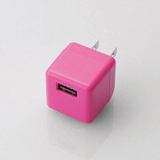 スマートフォン タブレット用 AC充電器 USBメス×1 CUBE型 1.8A出力 ピンク MPA-ACUBN003PN