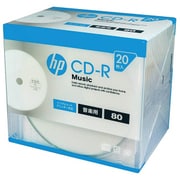 音楽用CD-R 20P スリムケース インクジェットプリンター対応ホワイトワイドレーベル 1-32倍速 CDRA80CHPW20A