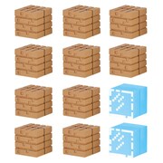 マインクラフトケシゴム ブロックセット オークの木材とガラスブロック [対象年齢：6歳～]
