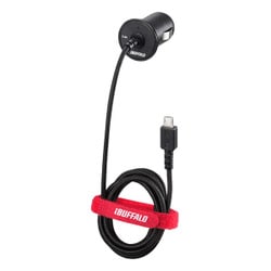 シガーソケット用 USB急速充電器 microUSBケーブル 一体型 2.4A 1m ブラック BSMPS2403BC1BK