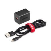 USB急速充電器 Lightningケーブル付属 AUTO POWER SELECT機能搭載 2.4A 1.5m ブラック BSMPA2404LC1BK