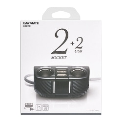 DZ273 [ソケット 2連コード付 2USB 2.4A カーボン調]