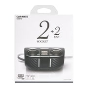 DZ273 [ソケット 2連コード付 2USB 2.4A カーボン調]