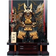 鎧飾り 黒糸金小札ハヤブサ 10号