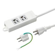 取り付け穴付抜け止めタップ 2個口 1m ホワイト Y02EJNP201WH2PA