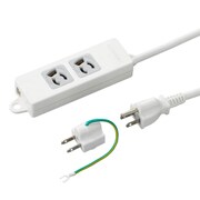 取り付け穴付抜け止めタップ 2個口 3m ホワイト Y02EJNP203WH2PA
