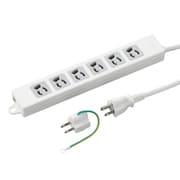 取り付け穴付抜け止めタップ 6個口 1m ホワイト Y02EJNP601WH2PA