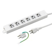 取り付け穴付抜け止めタップ 6個口 5m ホワイト Y02EJNP605WH2PA