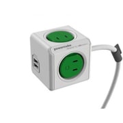 POWER CUBE キューブ型電源タップ 4個口 USBポート2個口 延長コード1.5m付き グリーン 4490GN/JPEUPC