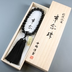 オニキス 22玉 正絹房 [天然石製品 男性用数珠]