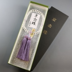 水晶 藤雲石仕立 正絹房 [天然石製品 女性用数珠]