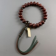 浄土真宗 紫檀 22玉 みかん玉 茶水晶仕立 [木玉製品 男性用数珠]