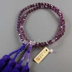 浄土真宗 紫切子 [ガラス製品 女性用数珠]