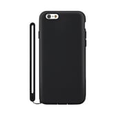 TR-SCIP144R-BK [iPhone 6/6s用 シリコンケース カードポケット 抗菌 ストラップ フィルム付 ブラック]