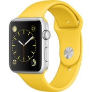 Apple Watch Sport 42mm シルバーアルミニウムケースとイエロースポーツバンド