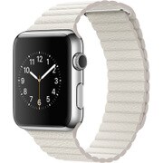 Apple Watch 42mm ステンレススチールケースとホワイトレザーループ - Medium