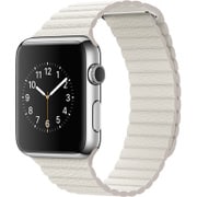 Apple Watch 42mm ステンレススチールケースとホワイトレザーループ - Large