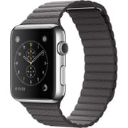 Apple Watch 42mm ステンレススチールケースとストームグレイレザーループ - Medium