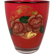 蒔絵グラス 椿 赤 320ml HT3139