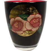 蒔絵グラス 椿 黒 320ml HT3138