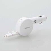 LPA-CCL05WH [DC充電器 Lightningコネクタ ＋microB付け替えコネクタ付リール90cm 2.4A ホワイト]