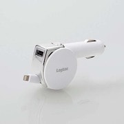 LPA-CCL06WH [DC充電器 Lightningコネクタ リール90cm＋USBポート 4.8A ホワイト]
