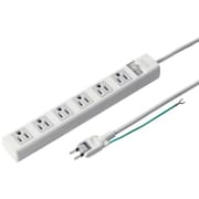 電源タップ 6個口 2.5m 3ピン 一括スイッチ 折りたたみ式プラグ PSE ユリア樹脂 2Pアースコード付き グレー 簡易ビニールパッケージ TAP-N3625SWN