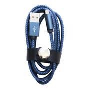 ファッションMicroUSBケーブル 1m レザーブルー IQ-F-M-LE-BL
