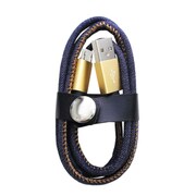 ファッションMicroUSBケーブル 1m デニムブルー IQ-F-M-DE-BL