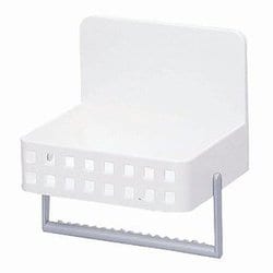 洗剤ラック マグネットラック+吸盤付き タオル掛け付き ホワイト
